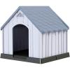 imageGiantex Plastic Dog House for Small Medium Large Sized Dogs Waterproof Ventilated Pet Kennel with Elevated Floor for Indoor Outdoor Easy to Assemble All Weather Pet Dog House Puppy Shelter