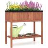 imageGiantex Raised Garden Bed Wood Planter Box with Plant Stand ampamp Black Liner 40quotx20quotx39quot Raised Bed for Indoor Outdoor Plants Vegetables Flower Herbs Fruit Gardening 2Reddish BrownReddish Brown