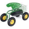 imageGiantex Rolling Garden Work Seat 360 Swivel Gardening Workseat with Wheels Tool Basket Adjustable Height Outdoor Scooter for Sitting Gardening Stool Chair for Planting Trimming GreenGreen