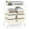 imageGiantex Rolling Storage Cart w 4 Drawers 2 Shelves Metal Rack Shelf Home Office School Beauty Salon Utility Organizer Cart with Wheels YellowIvory