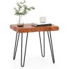 imageGiantex Teak Wood End Table Solid Live Edge Outdoor Side Table wNatural Grain ampamp HeavyDuty Metal Legs Rustic Plant Stand for Living Room Patio Balcony 16quot x 16quot x 18quot 1 Square1