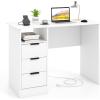 imageGiantex White Desk with Drawers Modern Computer Desk with Charging Station PC Laptop Table Computer Workstation with Storage Makeup Vanity Table Writing Desk for Bedroom