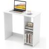imageGiantex White Small Desk for Bedroom 315 Inch Home Office Computer Desk with Shelves Space Saving Study Writing Desk Modern Simple Laptop Desk for Small Spaces WhiteWhite