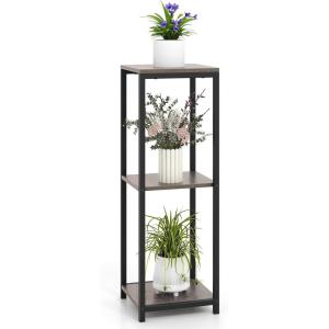 imageGiantex 3 Tier Tall Plant Stand Indoor 36 Inch Corner Plant Holder with Drawer ampamp Metal Frame Modern Plant Shelf for Multiple Flower Pots Square Plant Tables for Balcony Living room 1 PackGreyOpen Shelf