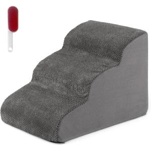 imageGiantex Dog Ramp Stairs for Bed 3 Tiers Foam Pet Steps for Small Dogs Puppy Cats Older Washable Cover High Density Foam NonSlip Stairs for Dogs to Get on Bed Sofa Gray 3 StepsGray