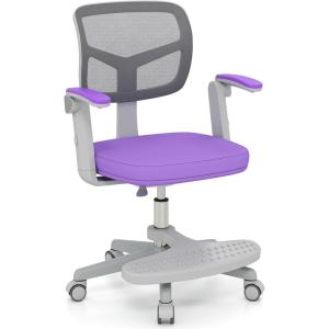 imageGiantex Kids Desk Chair Height Adjustable Children Swivel Computer Chair with YShaped Lumbar Support ampamp Universal Casters Mesh Kids Task Chair for Study Boys Girls Aged 413 BluePurple