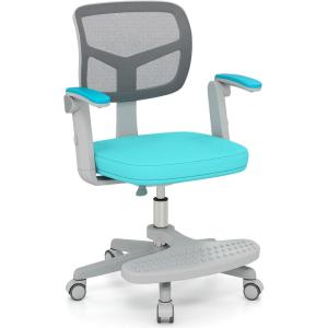 imageGiantex Kids Desk Chair Height Adjustable Children Swivel Computer Chair with YShaped Lumbar Support ampamp Universal Casters Mesh Kids Task Chair for Study Boys Girls Aged 413 BlueTurquoise