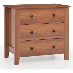 imageGiantex Small 3Drawer Dresser for Bedroom  285 x 18 x 26 Wide Chest of Drawers Modern Large Nightstand Storage Cabinet Closet Storage Organizer for Living Room Hallway WhiteWalnut