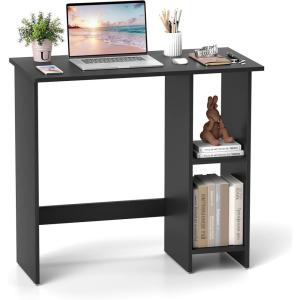 imageGiantex Small White Desk Compact Study Writing Desk with 3Position Adjustable Shelf AntiToppling Kit Modern PC Laptop Table Home Office Computer Workstation for Small Space Bedroom DormBlack