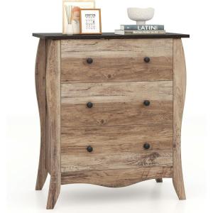 imageGiantex Storage Cabinet with Foldable ampamp Detachable Fabric Drawers AntiTipping Kit 265 x 15 x 30 Farmhouse Floor Cabinet 3 Drawer Storage Organizer for Living Room Entryway BrownBrown