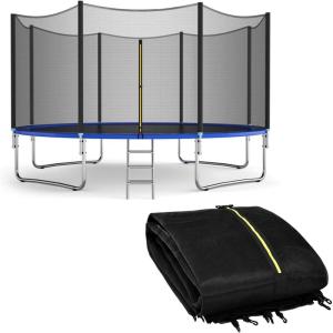 imageGiantex Trampoline Safety Net 8 10 12 14 15 16Ft WeatherResistant Replacement Enclosure Net for Round Frame with DoubleHeaded Zippers Protection Buckles ampamp Enhanced Hook Poles Not Included14FT 8 Poles