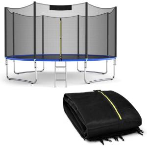 imageGiantex Trampoline Safety Net 8 10 12 14 15 16Ft WeatherResistant Replacement Enclosure Net for Round Frame with DoubleHeaded Zippers Protection Buckles ampamp Enhanced Hook Poles Not Included16FT 12 Poles