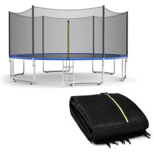 imageGiantex Trampoline Safety Net 8 10 12 14 15 16Ft WeatherResistant Replacement Enclosure Net for Round Frame with DoubleHeaded Zippers Protection Buckles ampamp Enhanced Hook Poles Not Included12FT 8 Poles