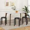 imageGiantex Stackable Stools Set of 4 18quot Round Stacking Backless Nesting Stools School Chairs Flexible Seating for Classroom Elementary Students Adults Kitchen Dining Room Natural ampamp WhiteBlack