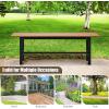 imageGiantex 2Pack Outdoor Bench Seat  Backless Patio Garden Bench 47 Weatherproof Outside Chair with Slatted Seat Metal Frame 660 LBS Capacity Dining Bench Chair for Yard Park Balcony BrownBrown