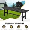 imageGiantex 2Pack Outdoor Bench Seat  Backless Patio Garden Bench 47 Weatherproof Outside Chair with Slatted Seat Metal Frame 660 LBS Capacity Dining Bench Chair for Yard Park Balcony BrownBlack