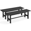 imageGiantex 2Pack Outdoor Bench Seat  Backless Patio Garden Bench 47 Weatherproof Outside Chair with Slatted Seat Metal Frame 660 LBS Capacity Dining Bench Chair for Yard Park Balcony BrownBlack