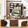 imageGiantex Desktop Bookshelf 37 Desk Hutch Dorm for Computer Up to 32 Inch Countertop Hutch w6 Storage Shelves 3Tier Desktop Organizer Display Rack Wood Desk Shelf for Home Office NaturalRustic Brown