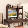 imageGiantex Desktop Bookshelf 37 Desk Hutch Dorm for Computer Up to 32 Inch Countertop Hutch w6 Storage Shelves 3Tier Desktop Organizer Display Rack Wood Desk Shelf for Home Office NaturalWalnut