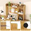 imageGiantex Desktop Bookshelf 37 Desk Hutch Dorm for Computer Up to 32 Inch Countertop Hutch w6 Storage Shelves 3Tier Desktop Organizer Display Rack Wood Desk Shelf for Home Office NaturalBurlywood