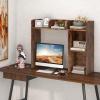 imageGiantex Desktop Bookshelf 37 Desk Hutch Dorm for Computer Up to 32 Inch Countertop Hutch w6 Storage Shelves 3Tier Desktop Organizer Display Rack Wood Desk Shelf for Home Office NaturalRustic Brown