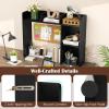 imageGiantex Desktop Bookshelf 37 Desk Hutch Dorm for Computer Up to 32 Inch Countertop Hutch w6 Storage Shelves 3Tier Desktop Organizer Display Rack Wood Desk Shelf for Home Office NaturalBlack