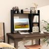 imageGiantex Desktop Bookshelf 37 Desk Hutch Dorm for Computer Up to 32 Inch Countertop Hutch w6 Storage Shelves 3Tier Desktop Organizer Display Rack Wood Desk Shelf for Home Office NaturalBlack