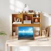imageGiantex Desktop Bookshelf 37 Desk Hutch Dorm for Computer Up to 32 Inch Countertop Hutch w6 Storage Shelves 3Tier Desktop Organizer Display Rack Wood Desk Shelf for Home Office NaturalBurlywood