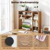 imageGiantex Desktop Bookshelf 37 Desk Hutch Dorm for Computer Up to 32 Inch Countertop Hutch w6 Storage Shelves 3Tier Desktop Organizer Display Rack Wood Desk Shelf for Home Office NaturalNatural
