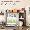 imageGiantex Desktop Bookshelf 37 Desk Hutch Dorm for Computer Up to 32 Inch Countertop Hutch w6 Storage Shelves 3Tier Desktop Organizer Display Rack Wood Desk Shelf for Home Office NaturalGrey Oak