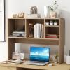 imageGiantex Desktop Bookshelf 37 Desk Hutch Dorm for Computer Up to 32 Inch Countertop Hutch w6 Storage Shelves 3Tier Desktop Organizer Display Rack Wood Desk Shelf for Home Office NaturalNatural