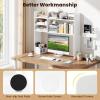 imageGiantex Desktop Bookshelf 37 Desk Hutch Dorm for Computer Up to 32 Inch Countertop Hutch w6 Storage Shelves 3Tier Desktop Organizer Display Rack Wood Desk Shelf for Home Office NaturalWhite