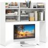 imageGiantex Desktop Bookshelf 37 Desk Hutch Dorm for Computer Up to 32 Inch Countertop Hutch w6 Storage Shelves 3Tier Desktop Organizer Display Rack Wood Desk Shelf for Home Office NaturalWhite