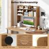 imageGiantex Desktop Bookshelf 37 Desk Hutch Dorm for Computer Up to 32 Inch Countertop Hutch w6 Storage Shelves 3Tier Desktop Organizer Display Rack Wood Desk Shelf for Home Office NaturalNatural
