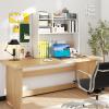 imageGiantex Desktop Bookshelf 37 Desk Hutch Dorm for Computer Up to 32 Inch Countertop Hutch w6 Storage Shelves 3Tier Desktop Organizer Display Rack Wood Desk Shelf for Home Office NaturalWhite