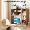 imageGiantex Desktop Bookshelf 37 Desk Hutch Dorm for Computer Up to 32 Inch Countertop Hutch w6 Storage Shelves 3Tier Desktop Organizer Display Rack Wood Desk Shelf for Home Office NaturalNatural