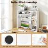 imageGiantex Desktop Bookshelf 37 Desk Hutch Dorm for Computer Up to 32 Inch Countertop Hutch w6 Storage Shelves 3Tier Desktop Organizer Display Rack Wood Desk Shelf for Home Office NaturalWhite