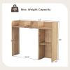 imageGiantex Desktop Bookshelf 37 Desk Hutch Dorm for Computer Up to 32 Inch Countertop Hutch w6 Storage Shelves 3Tier Desktop Organizer Display Rack Wood Desk Shelf for Home Office NaturalNatural