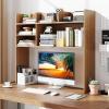 imageGiantex Desktop Bookshelf 37 Desk Hutch Dorm for Computer Up to 32 Inch Countertop Hutch w6 Storage Shelves 3Tier Desktop Organizer Display Rack Wood Desk Shelf for Home Office NaturalNatural