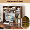 imageGiantex Desktop Bookshelf 37 Desk Hutch Dorm for Computer Up to 32 Inch Countertop Hutch w6 Storage Shelves 3Tier Desktop Organizer Display Rack Wood Desk Shelf for Home Office NaturalRustic Brown