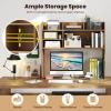 imageGiantex Desktop Bookshelf 37 Desk Hutch Dorm for Computer Up to 32 Inch Countertop Hutch w6 Storage Shelves 3Tier Desktop Organizer Display Rack Wood Desk Shelf for Home Office NaturalNatural