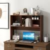 imageGiantex Desktop Bookshelf 37 Desk Hutch Dorm for Computer Up to 32 Inch Countertop Hutch w6 Storage Shelves 3Tier Desktop Organizer Display Rack Wood Desk Shelf for Home Office NaturalWalnut