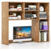imageGiantex Desktop Bookshelf 37 Desk Hutch Dorm for Computer Up to 32 Inch Countertop Hutch w6 Storage Shelves 3Tier Desktop Organizer Display Rack Wood Desk Shelf for Home Office NaturalNatural
