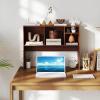 imageGiantex Desktop Bookshelf 37 Desk Hutch Dorm for Computer Up to 32 Inch Countertop Hutch w6 Storage Shelves 3Tier Desktop Organizer Display Rack Wood Desk Shelf for Home Office NaturalWalnut