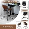 imageGiantex MidCentury Home Desk Chair Faux Leather Armless Office Chair wCurved Bentwood Seat amp Height AdjustableErgonomic Modern Rolling Swivel Computer Chair Study Room Office BedroomBlackBlack