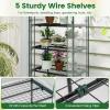 imageGiantex Mini Greenhouse Indoor Outdoor 69 x 48 x 75 Portable Plant Grow House with 5 Tier Shelves PE Cover RollUp Zipper Door Rustproof ElectorCoating Metal Frame for Patio Balcony GardenWhite