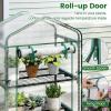 imageGiantex Mini Greenhouse Indoor Outdoor 69 x 48 x 75 Portable Plant Grow House with 5 Tier Shelves PE Cover RollUp Zipper Door Rustproof ElectorCoating Metal Frame for Patio Balcony GardenWhite