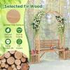 imageGiantex Outdoor Bench with Garden Arch amp Planters Wooden Pergola Archway Outdoor Trellis for Climbing Plants Patio Decorative Arbor Arch for Backyard Lawn ArchedNatural73x22x80Natural