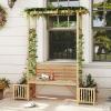 imageGiantex Outdoor Bench with Garden Arch amp Planters Wooden Pergola Archway Outdoor Trellis for Climbing Plants Patio Decorative Arbor Arch for Backyard Lawn ArchedNatural73x22x80Natural