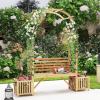 imageGiantex Outdoor Bench with Garden Arch amp Planters Wooden Pergola Archway Outdoor Trellis for Climbing Plants Patio Decorative Arbor Arch for Backyard Lawn ArchedNatural73x22x80Natural